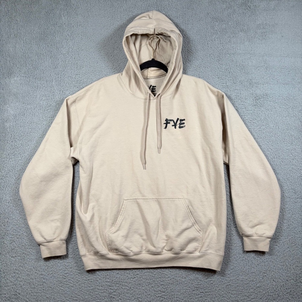 FYE Ramen Graphic Hoodie Men's‎ L Sand Beige Pullover Sweatshirt Anime Street
